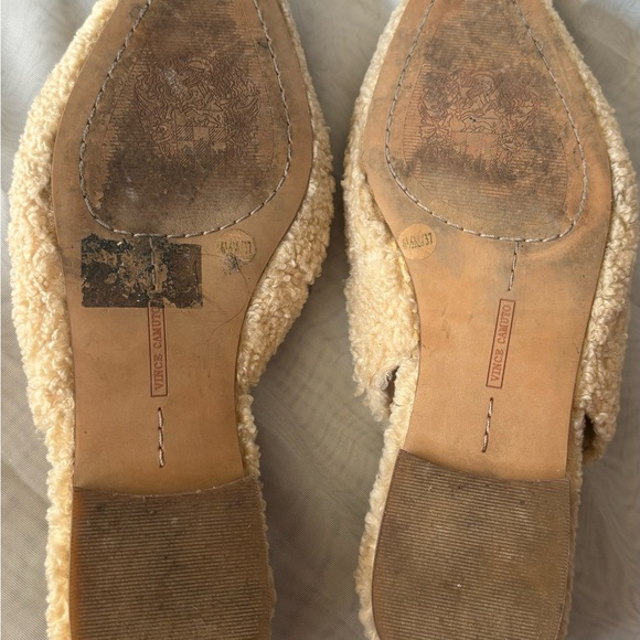 Vince Camuto Size 6.5 pointy flats beige faux shearling - Picture 5 of 9
